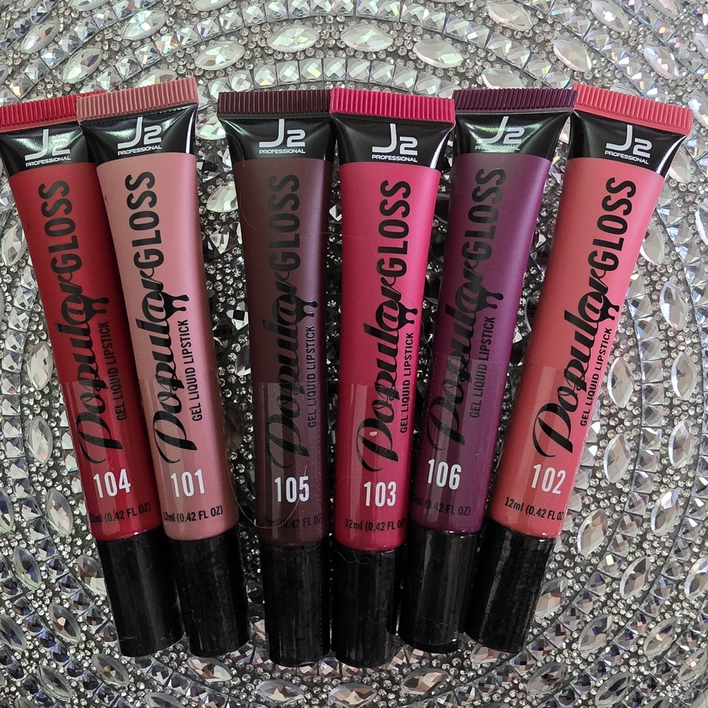 J2 Popular Gloss Gel Lipstick  Red, Pink, Purple